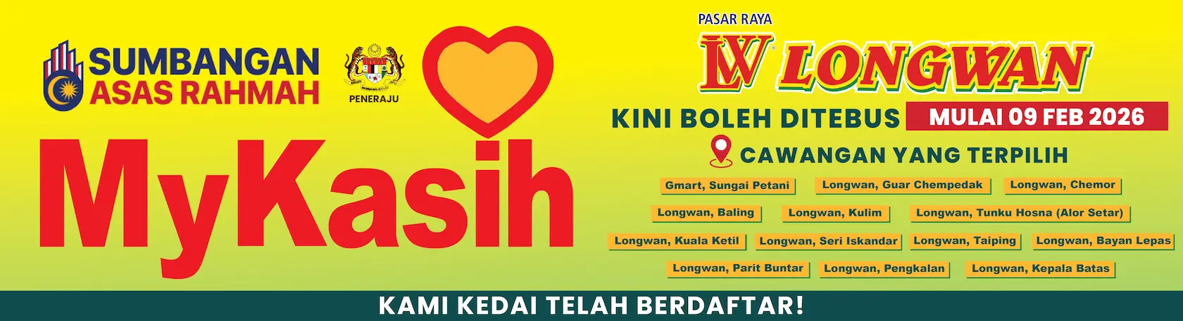 MyKasih kini boleh ditebus di cawangan Pasaraya Longwan & Gmart terpilih.